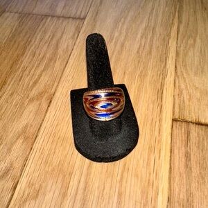 HAND CRAFTED MULTICOLORED GLASS RING, SIZE 7